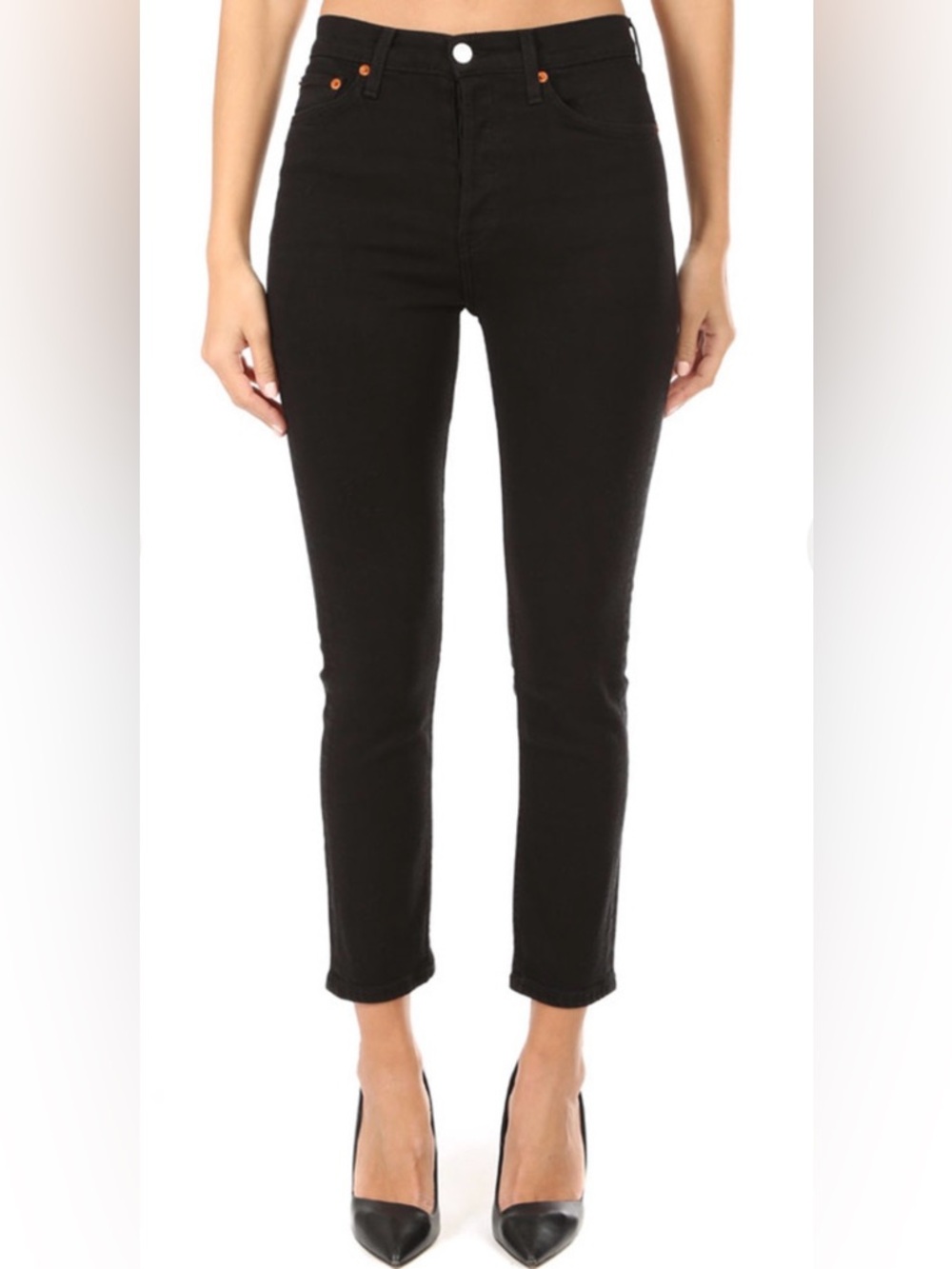 RE/DONE Originals Super High Rise Crop Ankle Leg in Black 99 Wash size 28